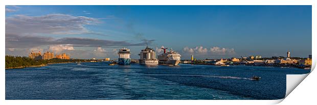 Three Cruise Ships in Nassau Print by Darryl Brooks