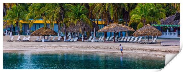 Man Alone on Tropical Resort Beach Print by Darryl Brooks