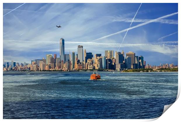 New York City with Ferries and Planes Print by Darryl Brooks
