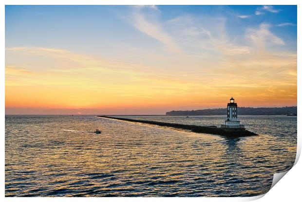 Los Angeles Harbor LIghthouse at Sunset Print by Darryl Brooks