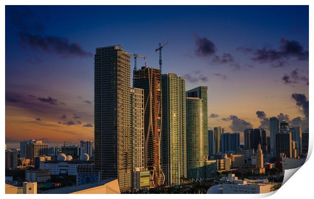 Hotels and New Towers at Sunset Print by Darryl Brooks