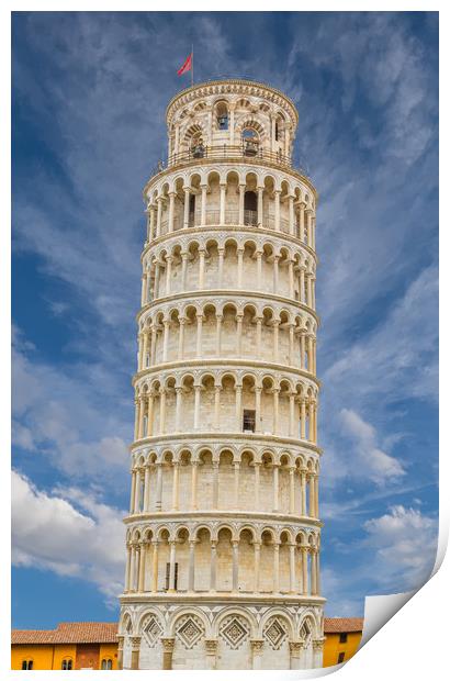 Pisa Tower Under Clouds Print by Darryl Brooks