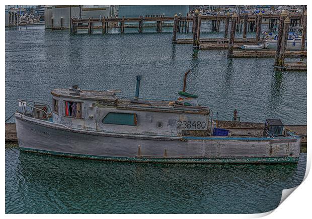 Old Fishing Boat Tied to Pier Print by Darryl Brooks
