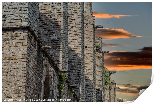 Old Stone Columns and Walls in Barcelona Print by Darryl Brooks