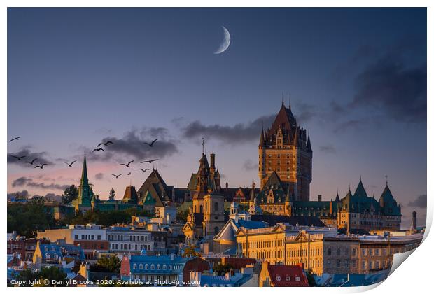 Quebec City in Blue Evening Light Print by Darryl Brooks