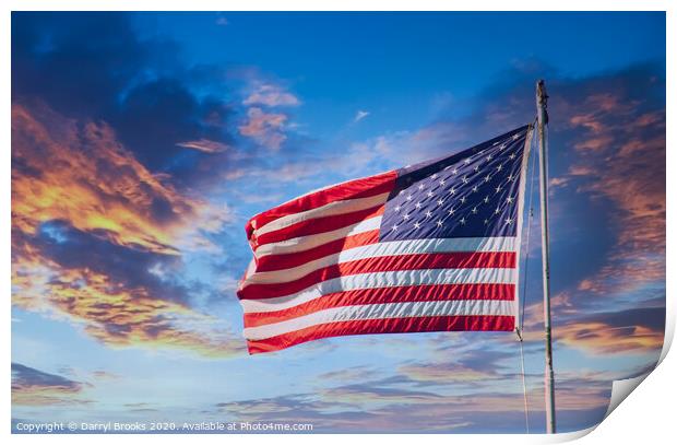 Red White and Blue on Sunset Print by Darryl Brooks
