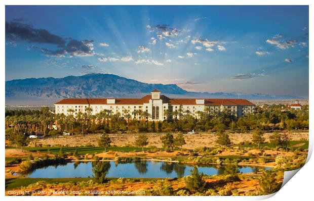 Resort Hotel Between Lake and Mountains Print by Darryl Brooks