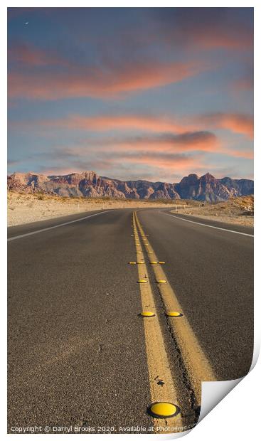 Road Into the Desert at Dusk Print by Darryl Brooks