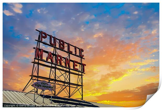 Seattle Public Market Print by Darryl Brooks