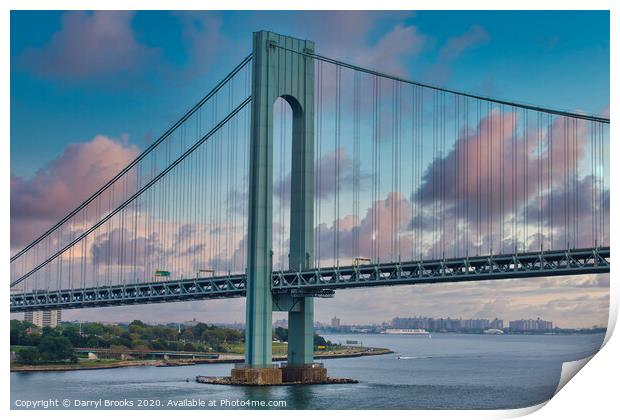 Verrazano Bridge Support Print by Darryl Brooks