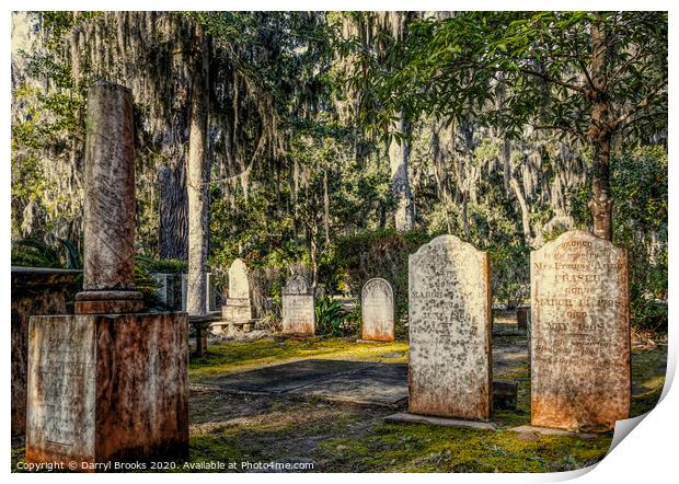 Nineteenth Century Tombstones Print by Darryl Brooks