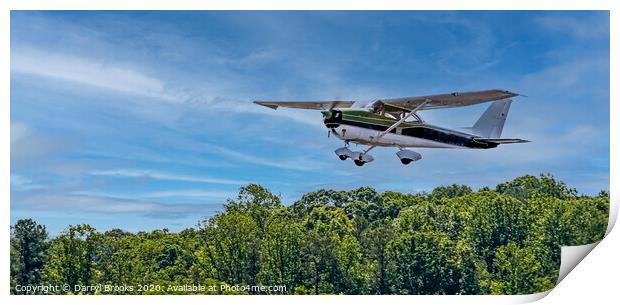Green and White Plane in Flight Print by Darryl Brooks