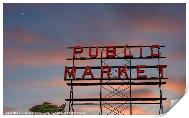 Public Market in Seattle Print by Darryl Brooks