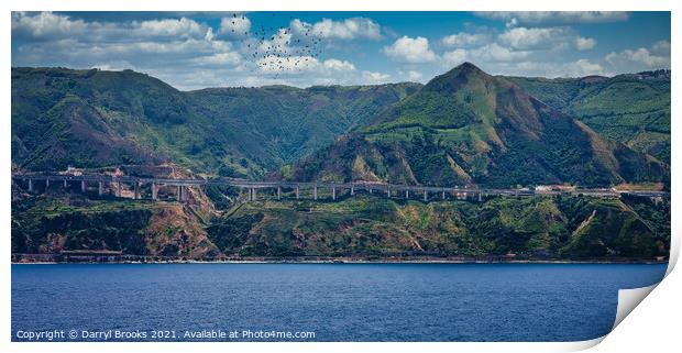 Elevated Highway Along Coast of Sicily Print by Darryl Brooks