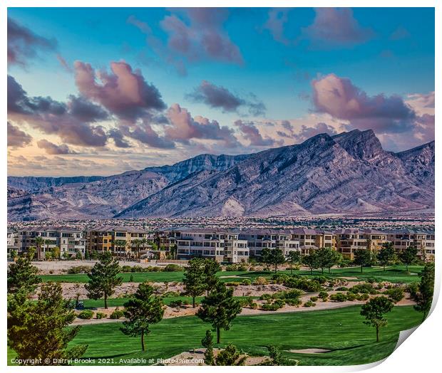 Golf Course with Mountains in Distance Print by Darryl Brooks