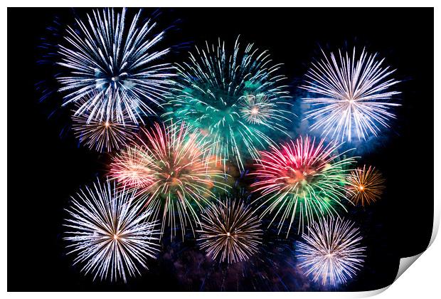 Colorful explosions of festive fireworks Print by Dobrydnev Sergei
