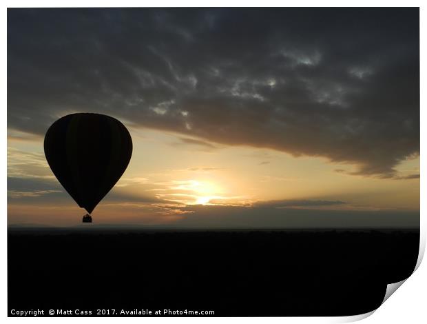Photo of an Air Balloon at sunset over the plains  Print by Matt Cass