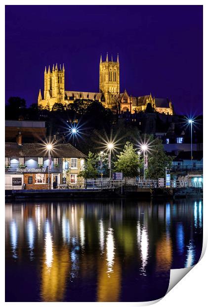 Blue Hour at Lincoln Cathedral Print by John Lawrence