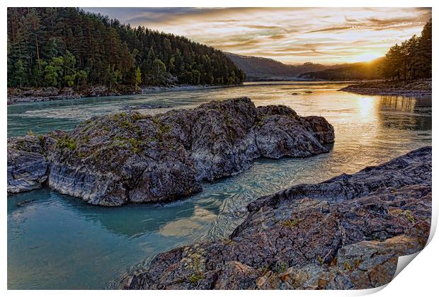 Majestic view of fMountain landscape Print by Alexander Ov