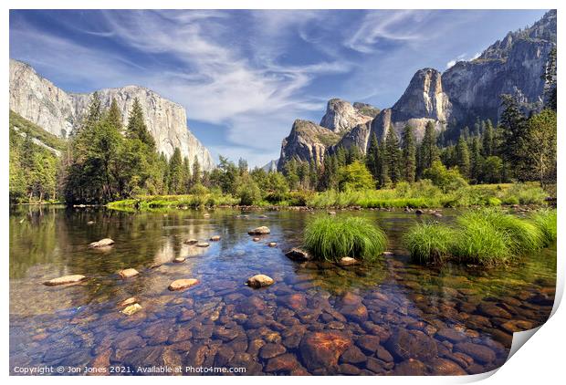 The River Merced in Yosemite, California  Print by Jon Jones