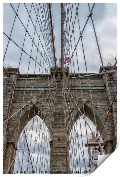 The Brooklyn Bridge, New York Print by Jon Jones