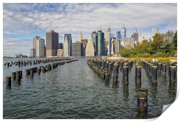 The Manhattan skyline from Brooklyn Park Print by Jon Jones