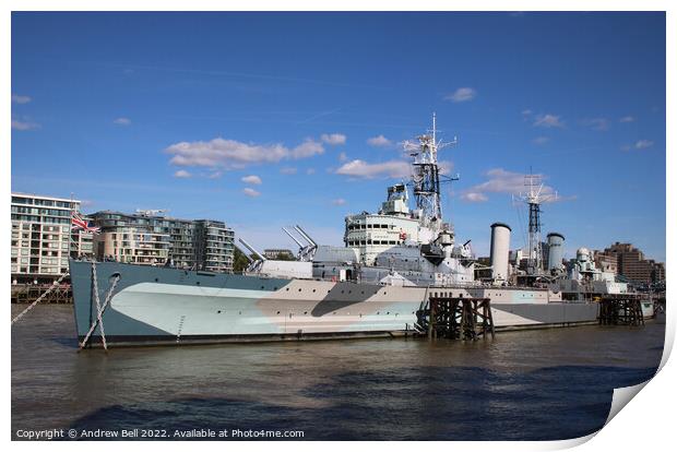 HMS Belfast Print by Andrew Bell