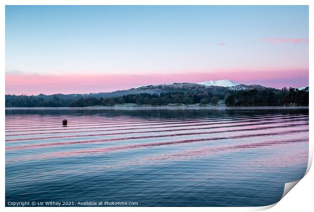Pink Ripples, Windermere Print by Liz Withey