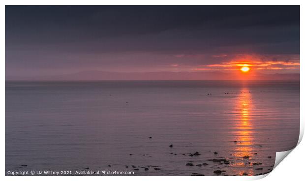 Morecambe Bay Sunset Print by Liz Withey