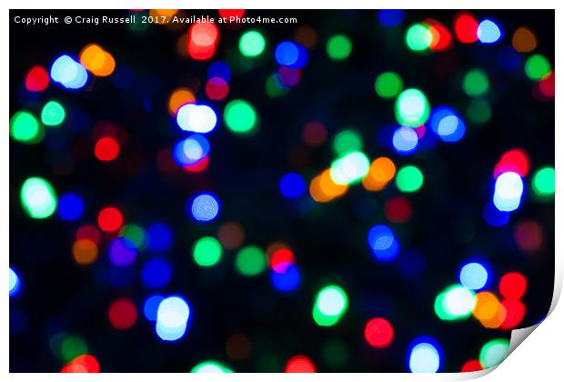 Abstract Christmas Lights Print by Craig Russell