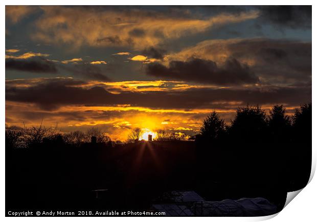 Sun Setting Over Braunstone Print by Andy Morton