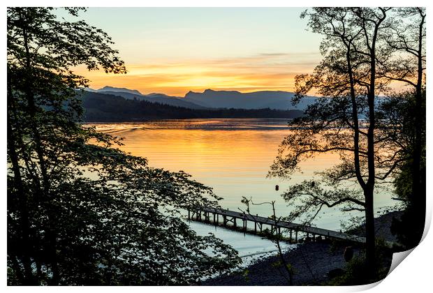 Sunset Over Lake windermere Print by David Morton