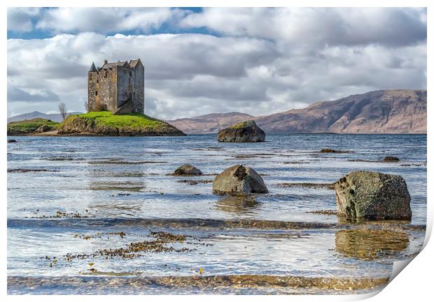 Majestic Castle Stalker on Loch Linnhe Print by James Marsden