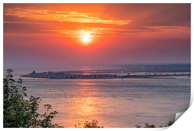 A Captivating Sunset at Hurst Point Castle Lightho Print by James Marsden