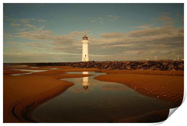         Reflections .   New Brighton Lighthouse ,  Print by Alexander Pemberton