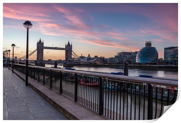 London Tower Bridge at Sunrise Print by Nigel Smith
