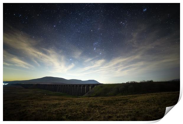 Ribblehead Viaduct, Ingleborough and Orion Print by Pete Collins