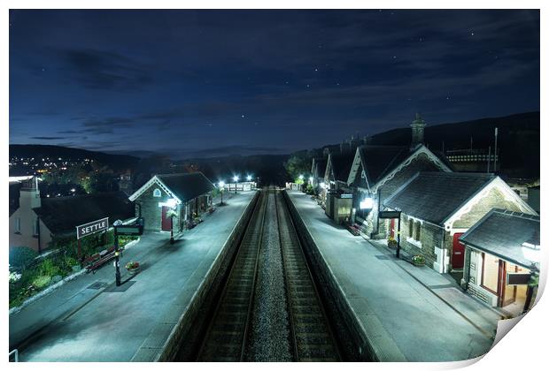 Starry night at Settle Station Print by Pete Collins