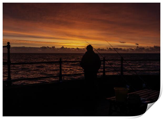 "Sunrise Serenity: A Fisherman's Morning Catch" Print by Mel RJ Smith