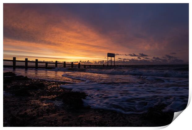 "Autumn Sunrise Embraces Littlehampton's Coastal M Print by Mel RJ Smith