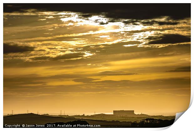Anglesey Sunset - Wylfa  Nuclear Power Station  Print by Jason Jones