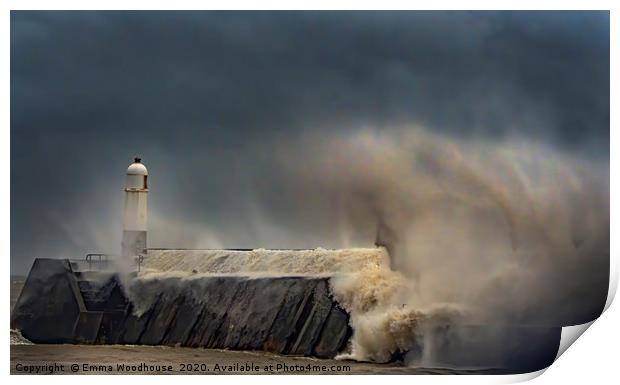 Porthcawl Stormy Seas Print by Emma Woodhouse