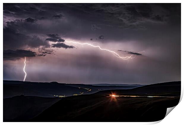 Lightning Strike on the mountain Print by Emma Woodhouse