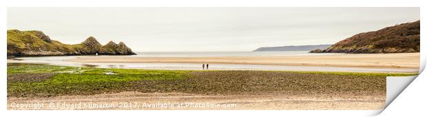 Three Cliffs Bay Print by Edward Kilmartin