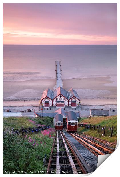 Sunset at Saltburn-by-the-Sea Tramway Print by Sarah Smith