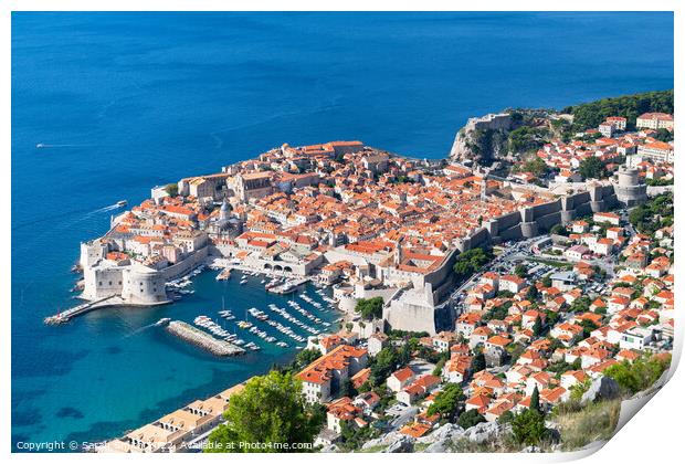Dubrovnik Walled Old Town Print by Sarah Smith