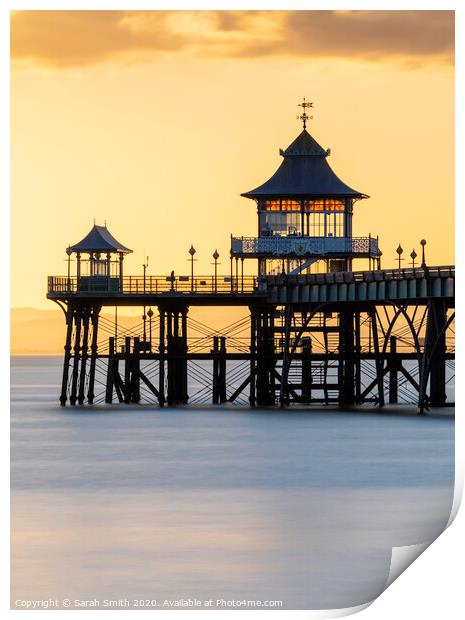 Clevedon Pier Sunset Print by Sarah Smith