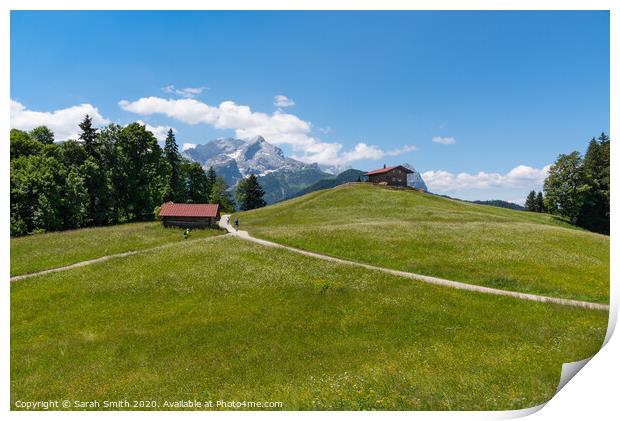 Eckbauer Alm mountain meadow near Garmisch Print by Sarah Smith