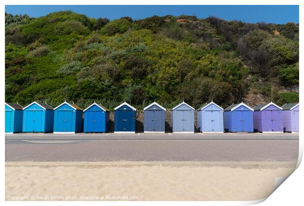 Row of beach huts at Bournemouth  Print by Sarah Smith