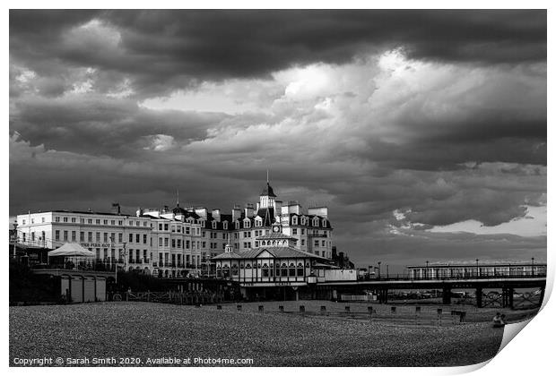 Eastbourne Seafront with Stormy Sky Print by Sarah Smith